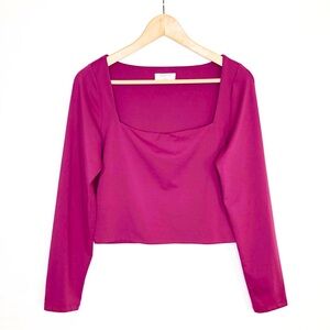 Babaton Burgundy, square neck crop top